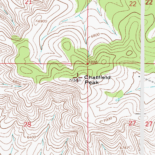 Topographic Map of Chatfield Peak, NM