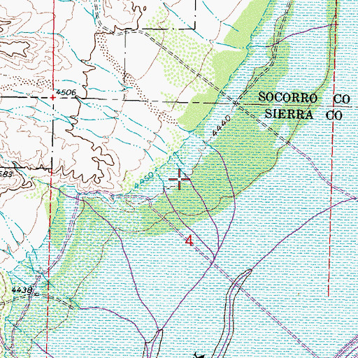 Topographic Map of Chaunte Canyon, NM