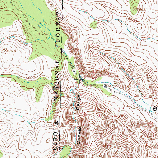Topographic Map of Chavez Canyon, NM