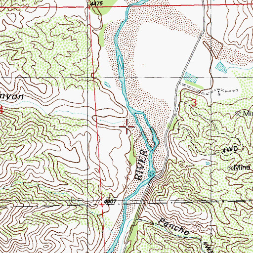 Topographic Map of Cherokee Canyon, NM