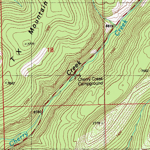 Topographic Map of Cherry Creek Campground, NM