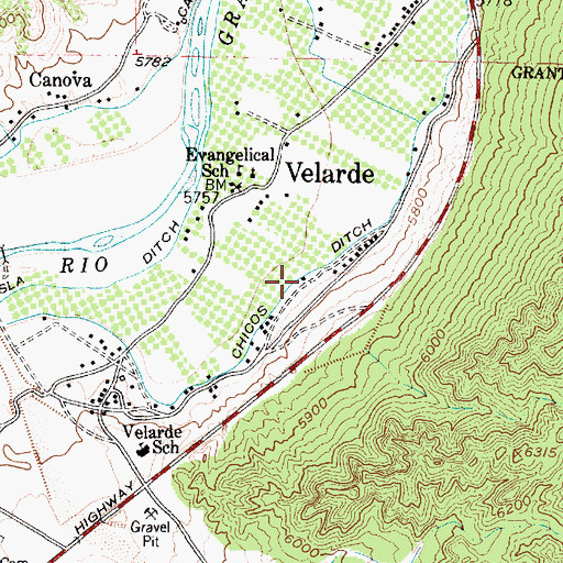 Topographic Map of Chicos Ditch, NM