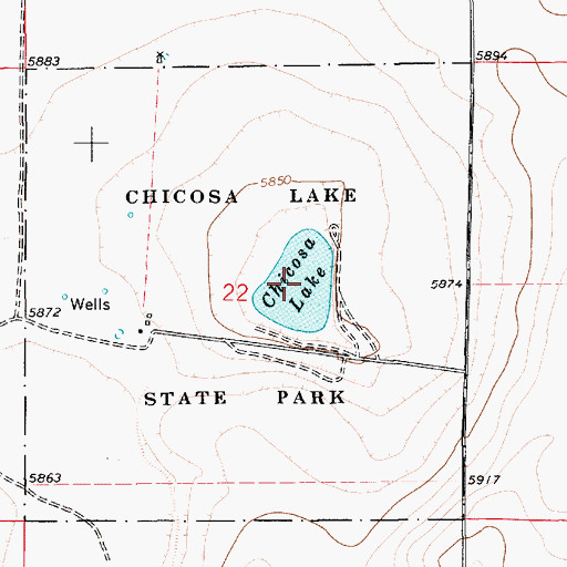 Topographic Map of Chicosa Lake, NM
