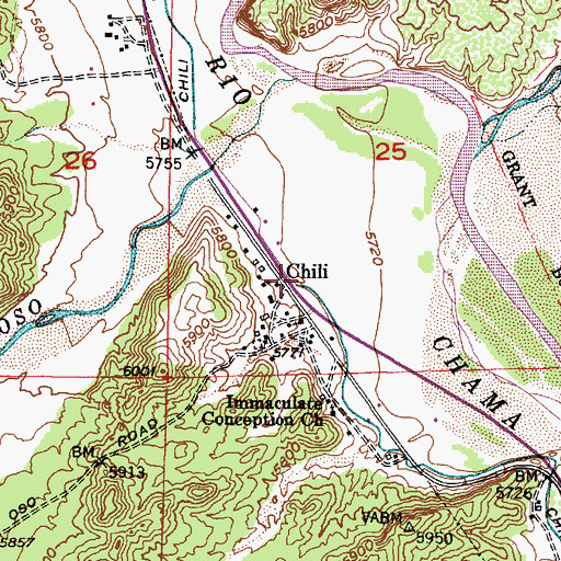 Topographic Map of Chili, NM
