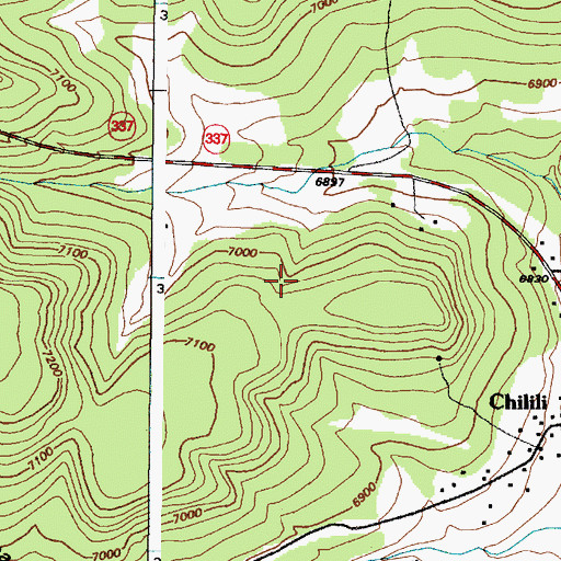 Topographic Map of Chilili Grant, NM