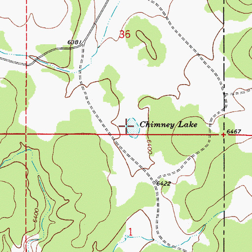 Topographic Map of Chimney Lake, NM