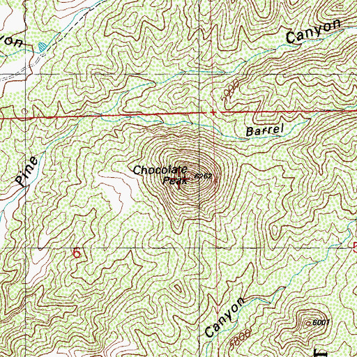 Topographic Map of Chocolate Peak, NM