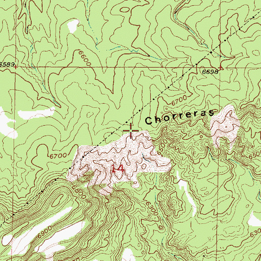 Topographic Map of Chorreras, NM