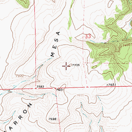 Topographic Map of Cimarron Mesa, NM