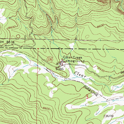 Topographic Map of Clear Creek Campground, NM