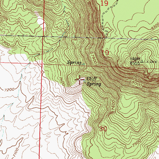Topographic Map of Cliff Spring, NM