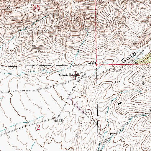 Topographic Map of Cline Ranch, NM