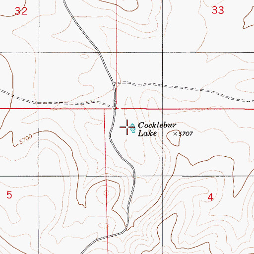 Topographic Map of Cocklebur Lake, NM