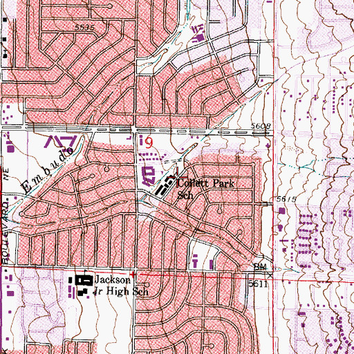 Topographic Map of Collet Park Elementary School, NM