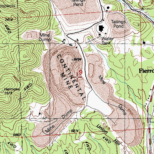 Topographic Map of Continental Adit (historical), NM