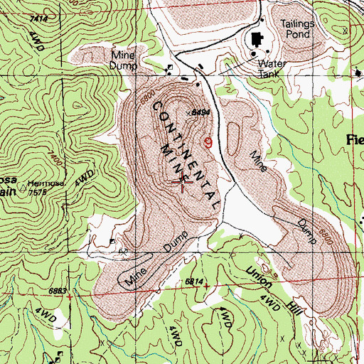 Topographic Map of Continental Shaft (historical), NM