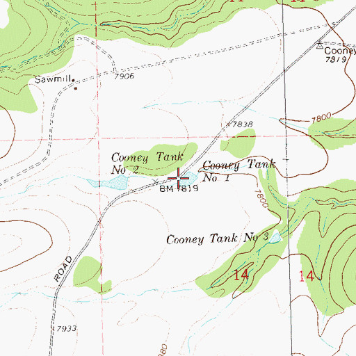 Topographic Map of Cooney Tank Number 1, NM
