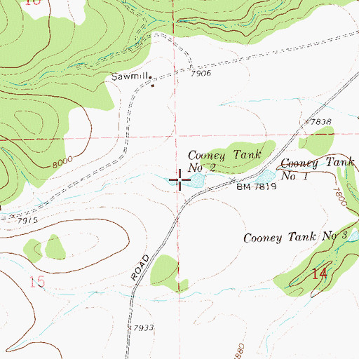 Topographic Map of Cooney Tank Number 2, NM
