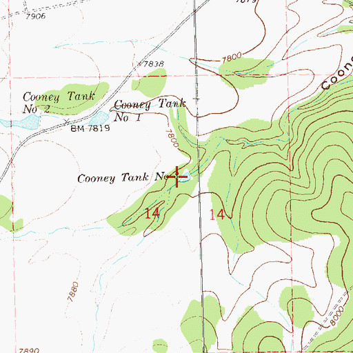 Topographic Map of Cooney Tank Number 3, NM