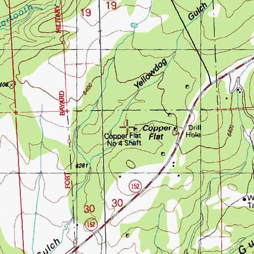 Topographic Map of Copper Flat Number 4 Shaft, NM