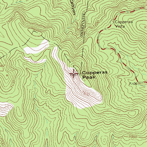 Topographic Map of Copperas Peak, NM