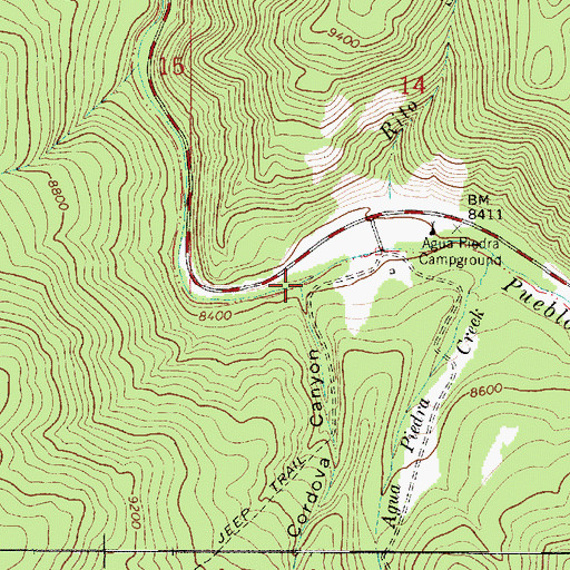 Topographic Map of Cordova Canyon, NM