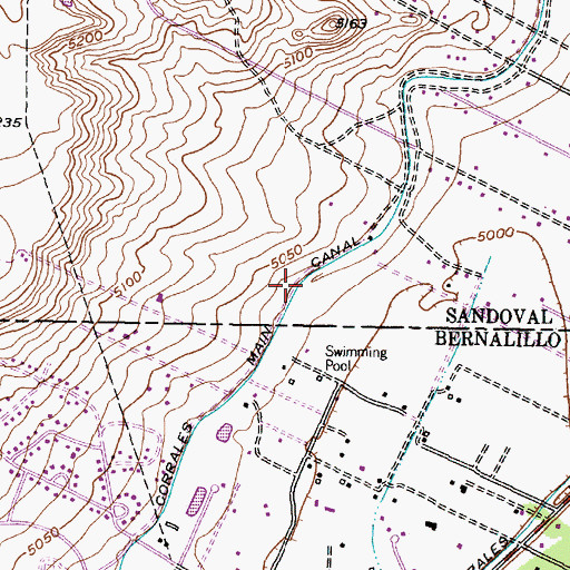 Topographic Map of Corrales Main Canal, NM