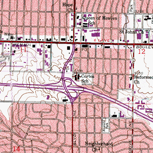 Topographic Map of Cortez School, NM