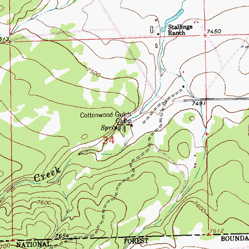 Topographic Map of Cottonwood Gulch Camp, NM