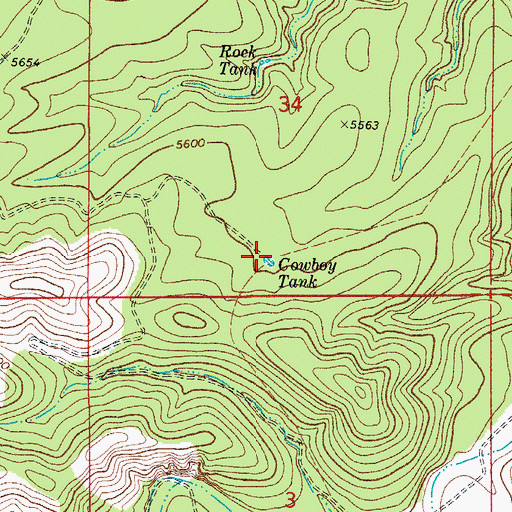 Topographic Map of Cowboy Tank, NM
