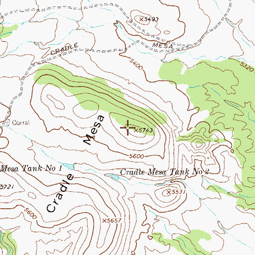 Topographic Map of Cradle Mesa, NM