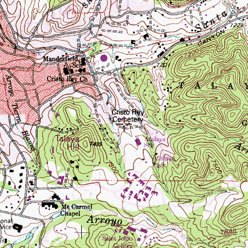 Topographic Map of Cristo Rey Cemetery, NM