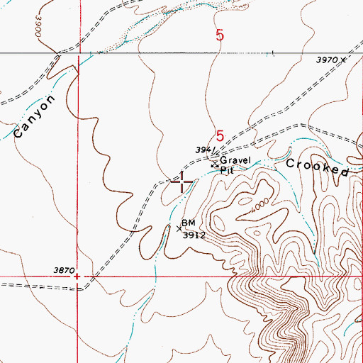 Topographic Map of Crooked Canyon, NM