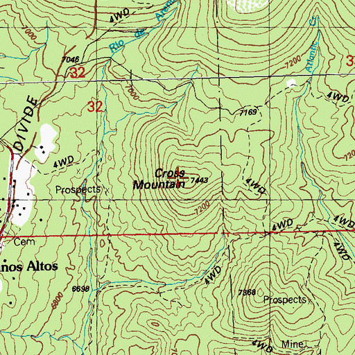 Topographic Map of Cross Mountain, NM