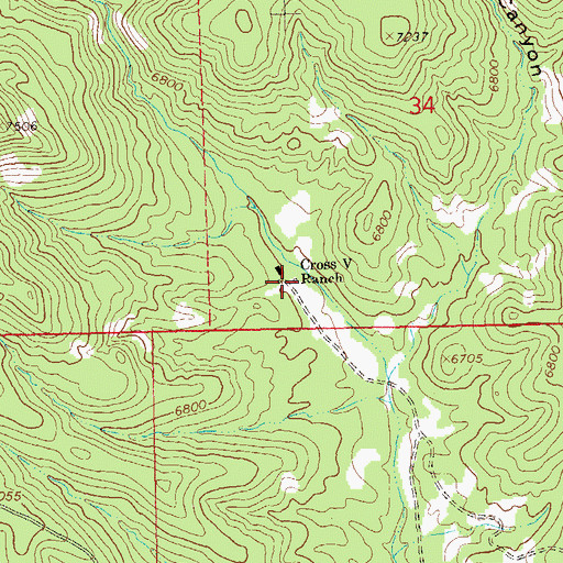 Topographic Map of Cross V Ranch, NM