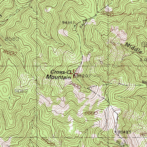 Topographic Map of Cross-O Mountain, NM