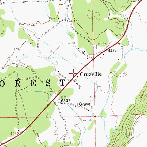 Topographic Map of Cruzville, NM