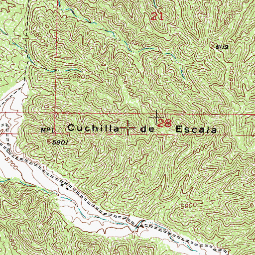 Topographic Map of Cuchilla de Escala, NM