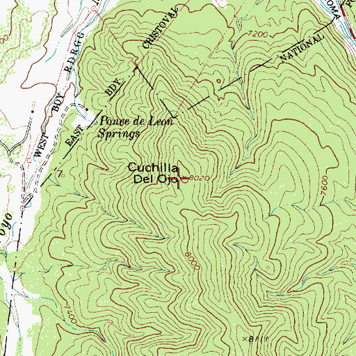 Topographic Map of Cuchilla Del Ojo, NM
