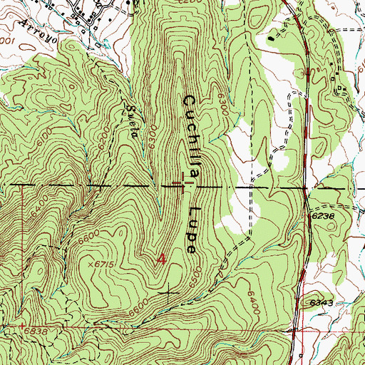 Topographic Map of Cuchilla Lupe, NM