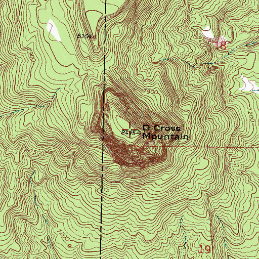 Topographic Map of D Cross Mountain, NM