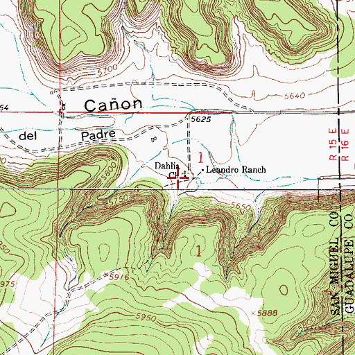 Topographic Map of Dahlia Church, NM
