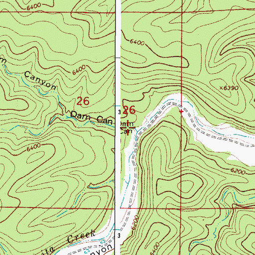 Topographic Map of Dam Canyon, NM