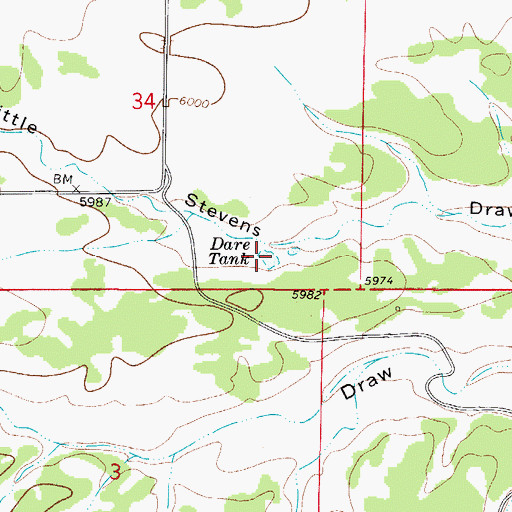 Topographic Map of Dare Tank, NM