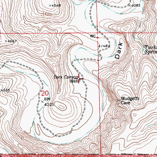 Topographic Map of Dark Canyon Well, NM
