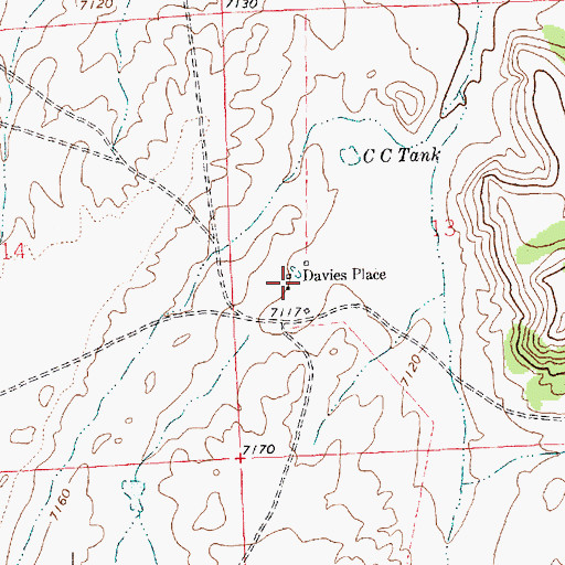 Topographic Map of Davies Place, NM