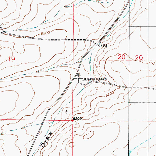 Topographic Map of Davis Ranch, NM