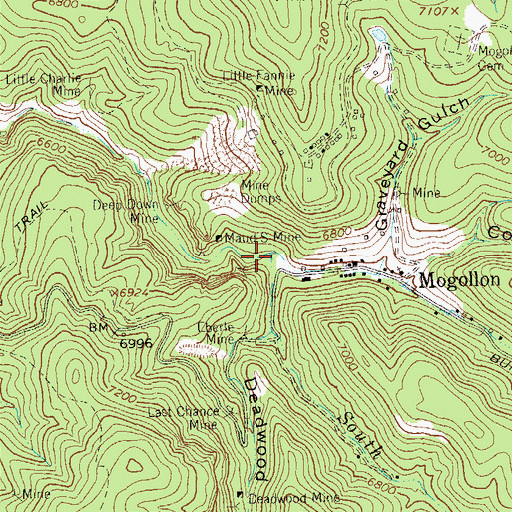 Topographic Map of Deadwood Gulch, NM