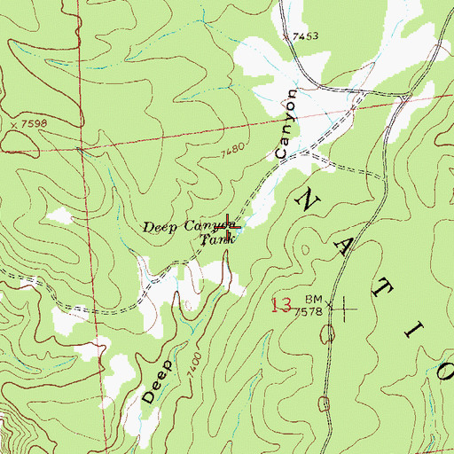 Topographic Map of Deep Canyon Tank, NM