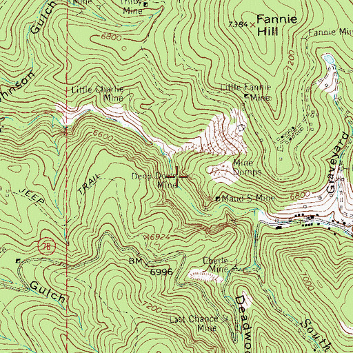 Topographic Map of Deep Down Mine, NM